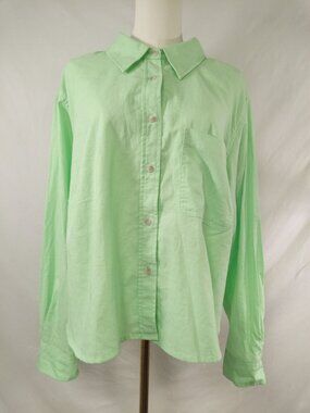 NWT Universal Thread Goods Co. Women's Vibrant Mint Green Button Down Cropped F
